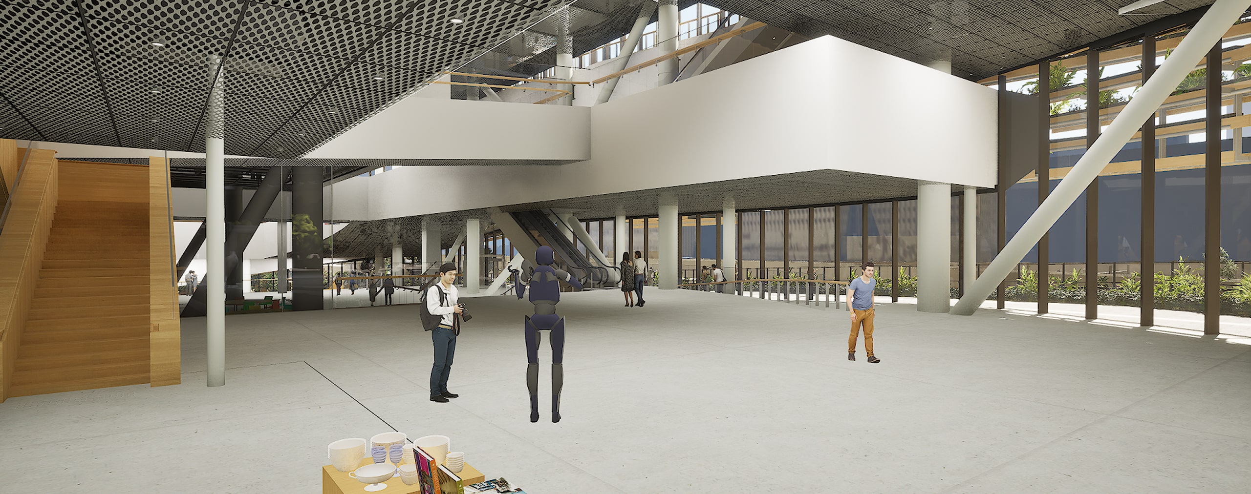 MoN Takanawaの開放的なエントランスロビーの画像です。