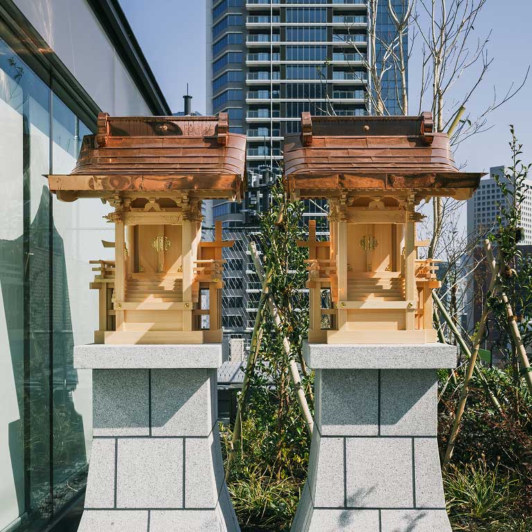 Two shrine MoN Shrine sit atop the rooftop.