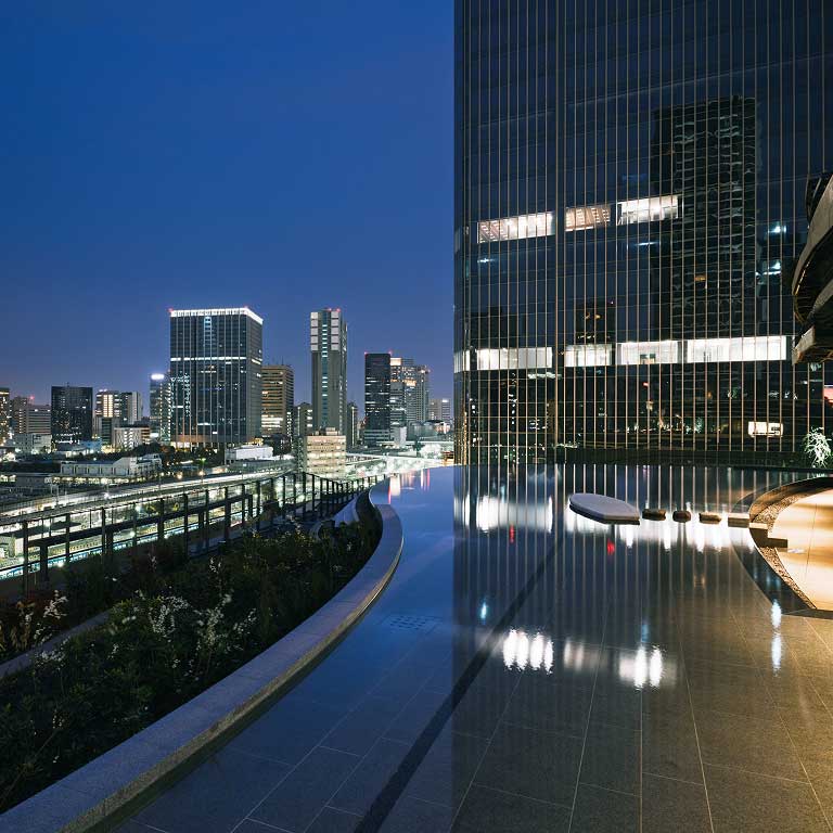 Tsukimi Terrace designed to reflect the moon's image.